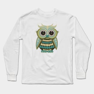 Star Eye Owl - Green Long Sleeve T-Shirt